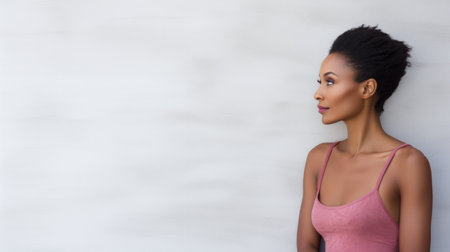 Beautiful African American young woman portrait with copyspaceの素材