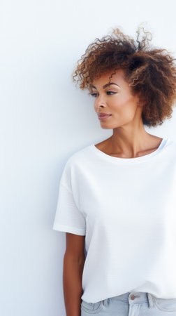 Beautiful African American young woman portrait with copyspaceの素材