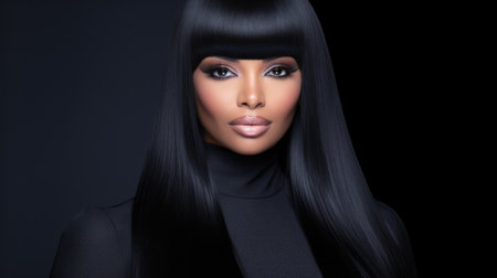 Young woman portrait with a flowing hairの素材