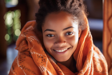 Haitian woman portrait in a daily life sceneの素材