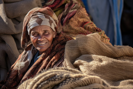 Haitian woman portrait in a daily life sceneの素材