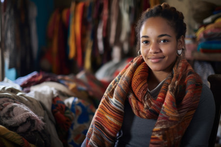 Haitian woman portrait in a daily life sceneの素材