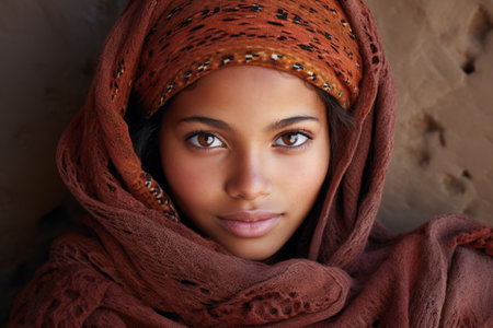 Haitian woman portrait in a daily life sceneの素材