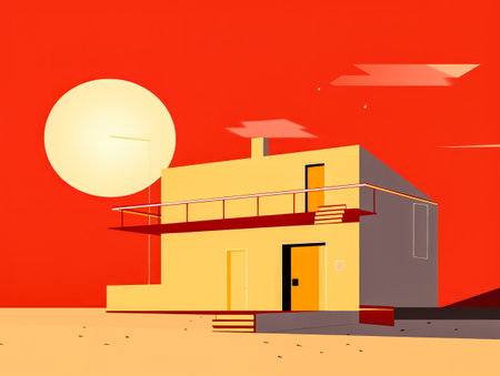 Cartoon sketch of a colorful houseの素材