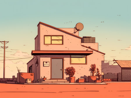 Cartoon sketch of a colorful houseの素材