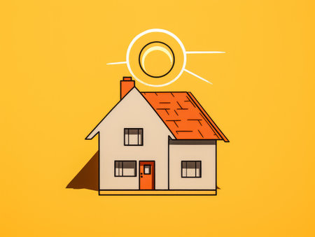 Cartoon sketch of a colorful houseの素材