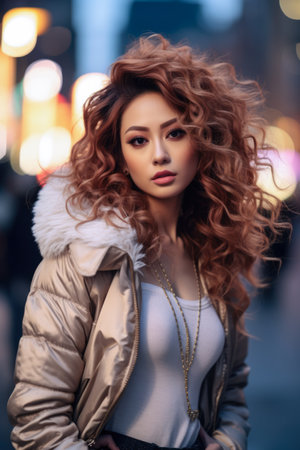 Young Asian woman in the cityの素材
