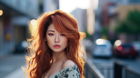 Young Asian woman in the cityの素材