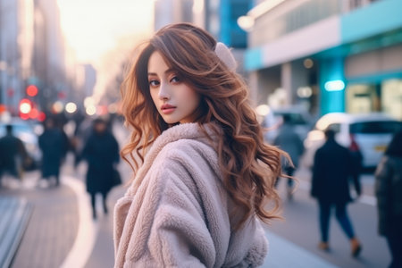 Young Asian woman in the cityの素材