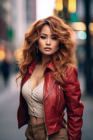 Young Asian woman in the cityの素材