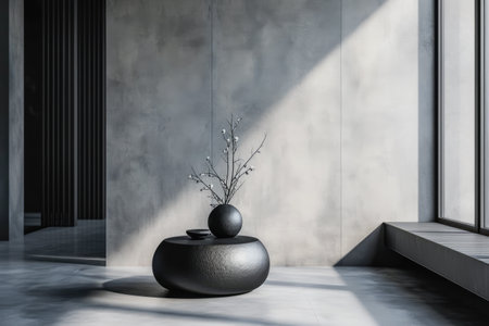 Industrial chic minimalist interior with grey panelsの素材
