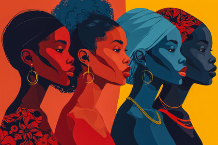 Diverse woman portrait illustration, diversity conceptの素材