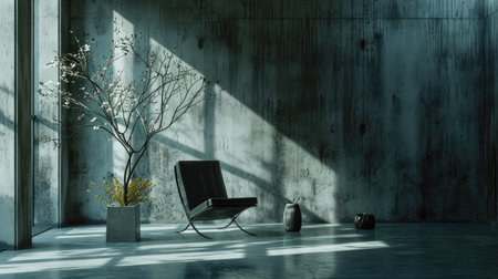 Industrial chic minimalist interior with grey panelsの素材