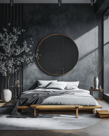 Industrial chic minimalist interior with grey panelsの素材