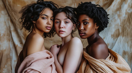Multicultural women portrait depicting the diversity across culturesの素材