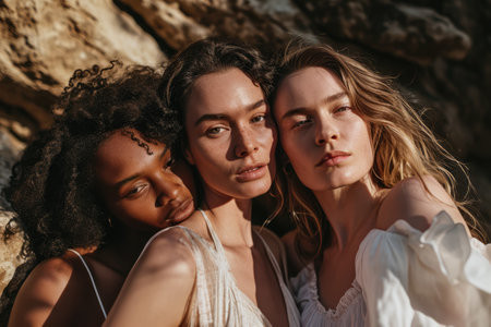 Multicultural women portrait depicting the diversity across culturesの素材