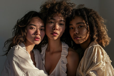 Multicultural women portrait depicting the diversity across culturesの素材