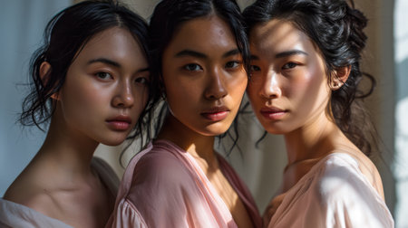 Multicultural women portrait depicting the diversity across culturesの素材