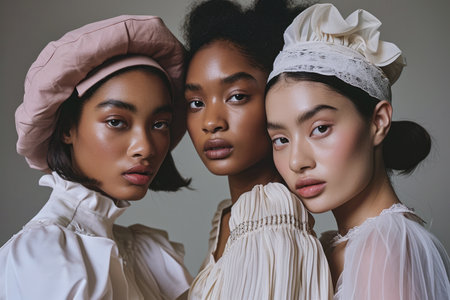 Multicultural women portrait depicting the diversity across culturesの素材