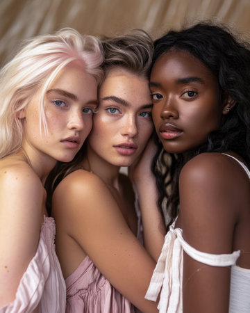 Multicultural women portrait depicting the diversity across culturesの素材