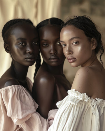 Multicultural women portrait depicting the diversity across culturesの素材