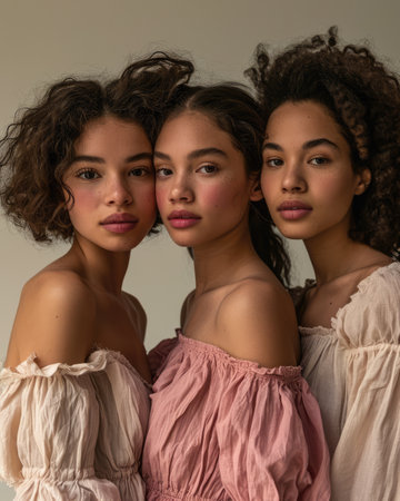 Multicultural women portrait depicting the diversity across culturesの素材