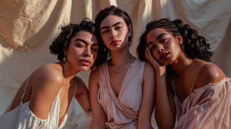 Multicultural women portrait depicting the diversity across culturesの素材