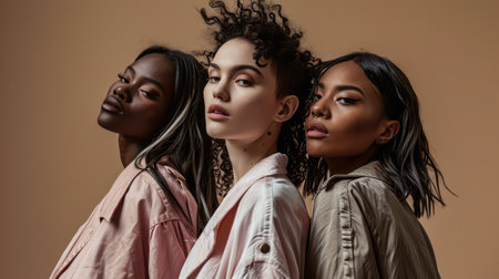 Multicultural women portrait depicting the diversity across culturesの素材