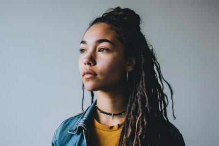 Portrait of a young multiethnic woman isolated from the backgroundの素材