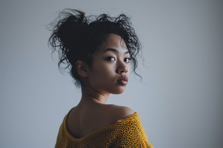 Portrait of a young multiethnic woman isolated from the backgroundの素材