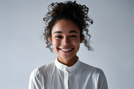 Portrait of a young multiethnic woman isolated from the backgroundの素材