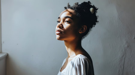 Portrait of a young multiethnic woman isolated from the backgroundの素材