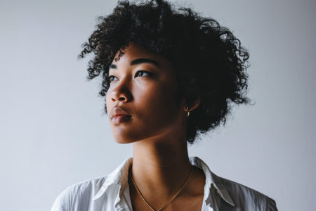 Portrait of a young multiethnic woman isolated from the backgroundの素材