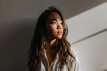 Portrait of a young multiethnic woman isolated from the backgroundの素材