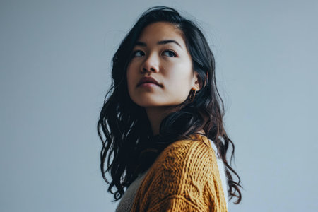Portrait of a young multiethnic woman isolated from the backgroundの素材