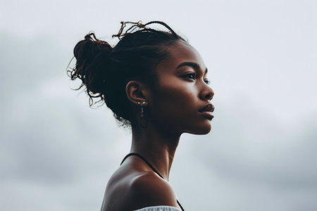 Portrait of a young multiethnic woman isolated from the backgroundの素材