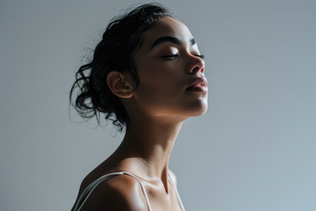 Portrait of a young multiethnic woman isolated from the backgroundの素材