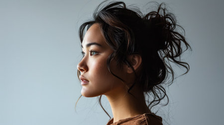 Portrait of a young multiethnic woman isolated from the backgroundの素材