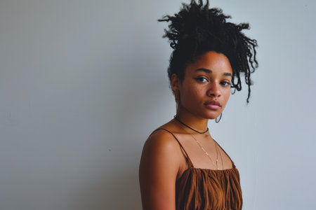 Portrait of a young multiethnic woman isolated from the backgroundの素材