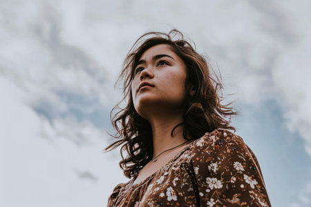 Portrait of a young multiethnic woman isolated from the backgroundの素材