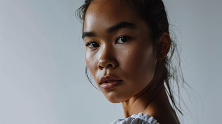 Portrait of a young multiethnic woman isolated from the backgroundの素材