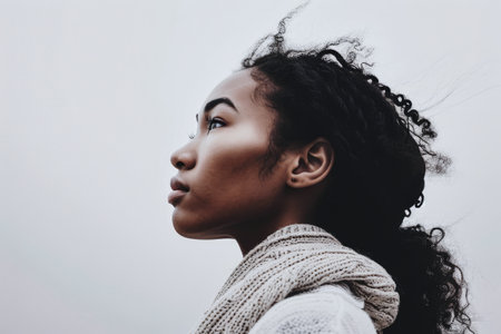 Portrait of a young multiethnic woman isolated from the backgroundの素材