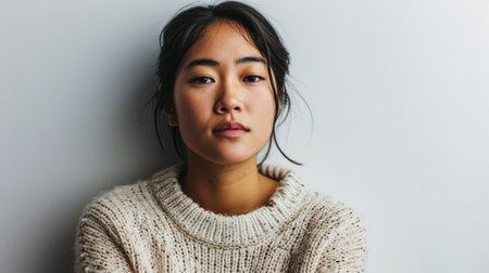 Portrait of a young multiethnic woman isolated from the backgroundの素材