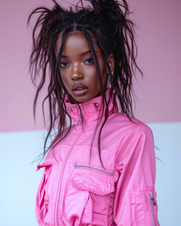 Portrait of a young African American woman with a strong attitudeの素材