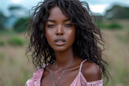 Portrait of a young African American woman with a strong attitudeの素材