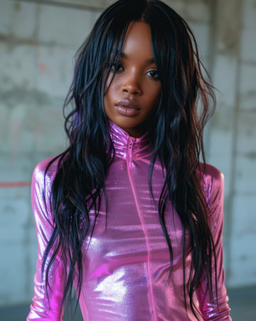 Portrait of a young African American woman with a strong attitudeの素材