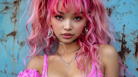 Portrait of a young Japanese woman with beautiful gazeの素材