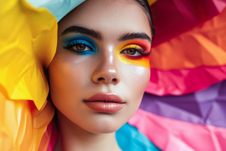 Hyperrealistic portrait of a young woman with copyspace for textの素材