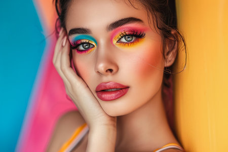 Hyperrealistic portrait of a young woman with copyspace for textの素材