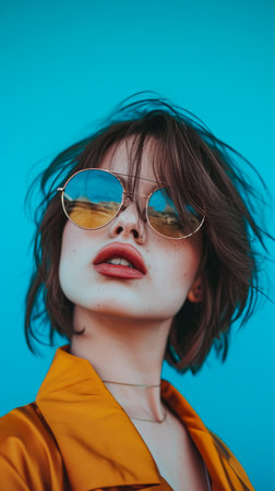 Young woman portrait posing against a clean background with copyspace for textの素材